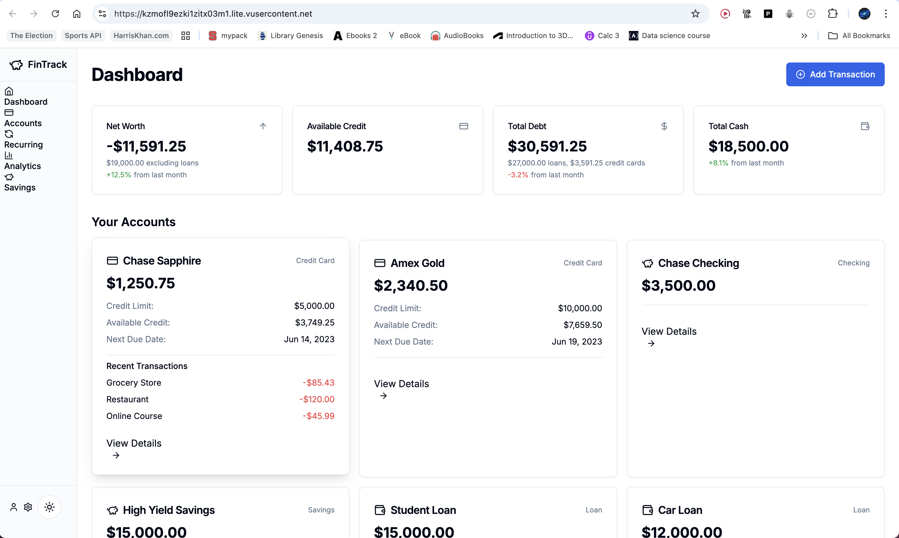 personal finance app